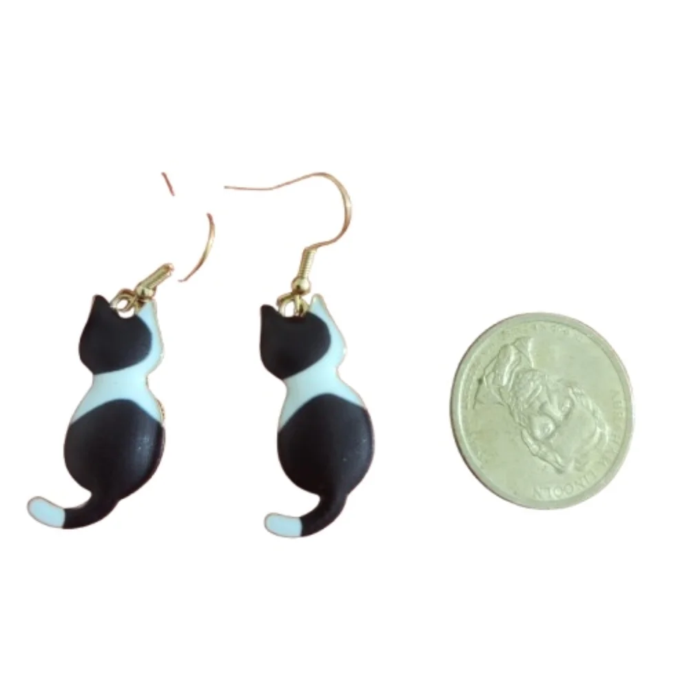 Black and White Cat Earrings